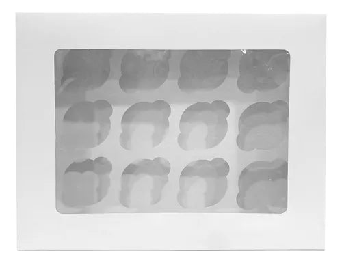 cod: 4315 (10u) CAJA PARA 12 CUPCAKES O MADALENAS CON VISOR I. - medida: 33x26.5x11