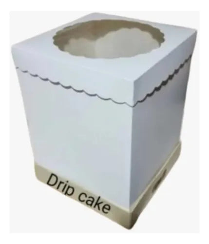 cod: 4265 (20u) CAJA PARA DRIP CAKE BLANCA CON VISOR - medida: 32x25x4