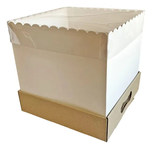 cod: 4307 (1u) CAJA GRANDE AD TAPA TRANSPARENTE TORTA ALTA - medida: 33x25x25