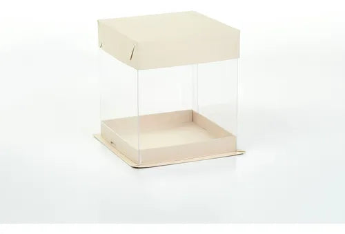 cod: 2873 (50u) CAJA B+T PVC CRISTAL 13,5 U TORTAS POSTRES 006C - medida: 15.5x13x13