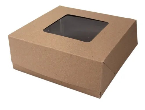 cod: 3613 (50u) CAJA TORTA 24 KRAFT O BLANCO CON VISOR - medida: 24x24x12
