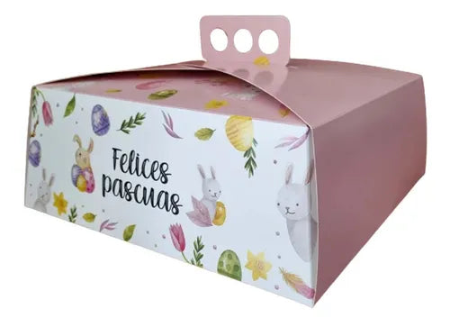 cod: 3880 (50u) CAJA PARA ROSCA DE PASCUA - IMPRESA - medida: 27x27x10