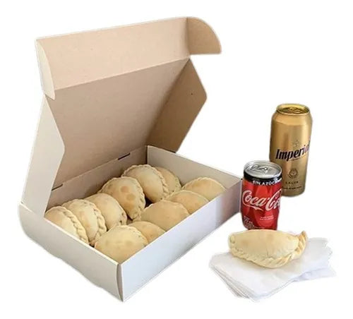 cod: 3873 (25u) CAJA CARTÓN PIZZA EMPANADA MEDIALA REVERSIBLE - medida: 27x21x7
