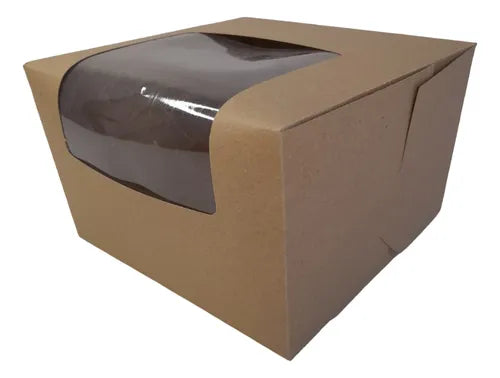 cod: 212 (10u) CAJA 15X15X10 MINI TORTAS KRAFT CARTON VISOR AUTOARMABLE (10U) COD: 212 - medida: 15x15x3