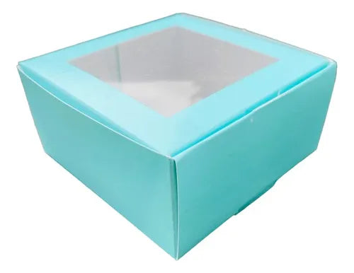 cod: 2553 (10u) CAJA CUADRADA BOMBONES CHOCOLATES LENCERIA AGUAMARINA - medida: 10x10x5