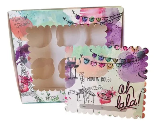 cod: 2170 (25u) CAJA PARA CUPCAKE CON CA - IMPRESA - medida: 0x0x0