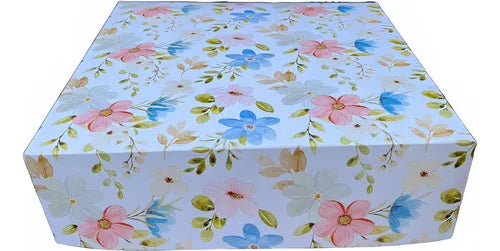 cod: 3572 (10u) CAJA ESTAMPADA FLORES TORTA PASTELERIA PANADERIA 10 - medida: 24x24x7