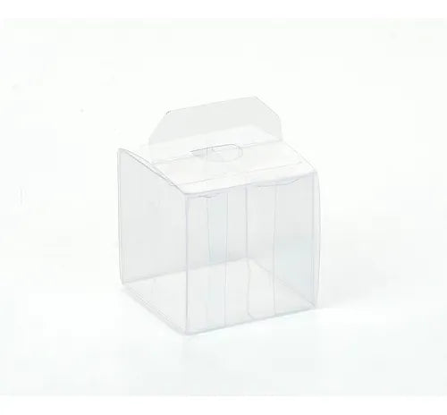 cod: 2465 (25u) CAJA CUBO PVC CRISTAL SOUVENIR MACARONS BOMBÓN 25U - medida: 6x6x6