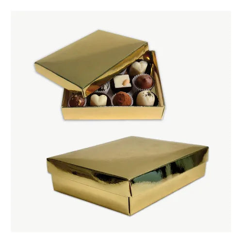 cod: 2753 (100u) CAJAS PARA BOMBONES DORADAS 1/4 KG BIJOREGALOS - medida: 12.5x10x3
