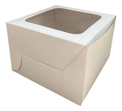 cod: 2709 (10u) CAJA CARTULINA BLANCA VISOR CUADRADO MINI TORTA - medida: 12x12x6