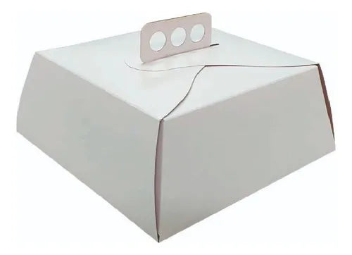 cod: 3686 (25u) CAJA PARA TORTA BLANCA LISA AGING 25 - medida: 25x25x15