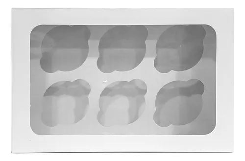 cod: 3862 (6u) CAJA PARA CUPCAKES O MADALENAS CON VISOR - medida: 26.4x17.5x9