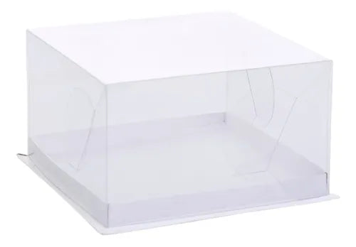 cod: 3122 (20u) CAJA PARA TORTAS POSTRES TAPA PVC CRISTAL U - medida: 20x20x4