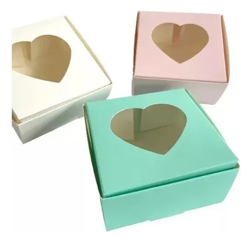 cod: 2560 (25u) CAJA AGUAMARINA VISOR BOMBONES COOKIES - medida: 10x10x5