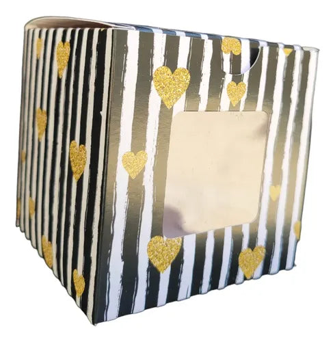cod: 2621 (10u) CAJA PARA TAZA - SUCULENTA - VELA - SOUVENIR . CORAZON - medida: 10.5x10.5x10.5