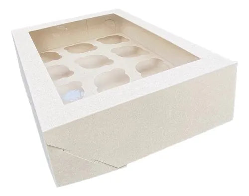 cod: 2248 (1u) CAJA KRAFT CON CITA PARA 12 CUP CAKE SHOP APERTURA FRONTAL - medida: 0x0x0