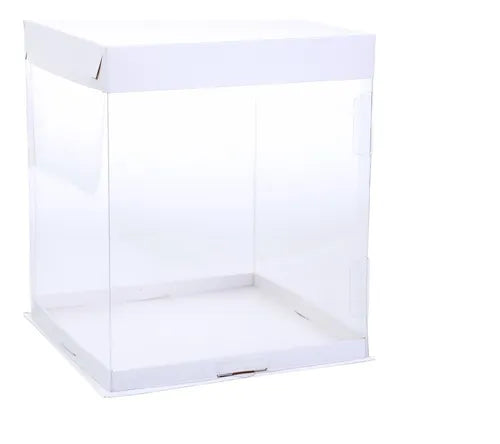 cod: 4064 (50u) CAJA PVC CRISTAL BASE BANDEJA + TAPA 26 . TORTAS ALTAS DRIP ACETATO - 145C BAULETTO - medida: 30x26x26