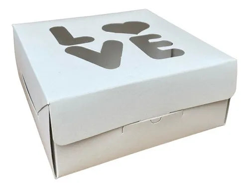 cod: 2716 (10u) CAJA BLANCA 10 VISOR LOVE PORCION DE TORTA - medida: 12x12x9