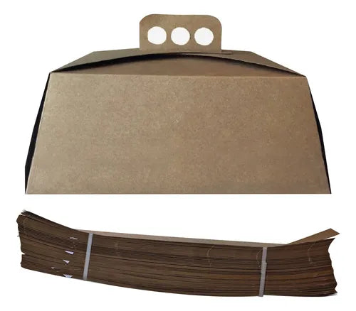 cod: 3599 (50u) CAJAS PARA TORTAS KRAFT + TIRAS/FAJAS - medida: 24x24x10