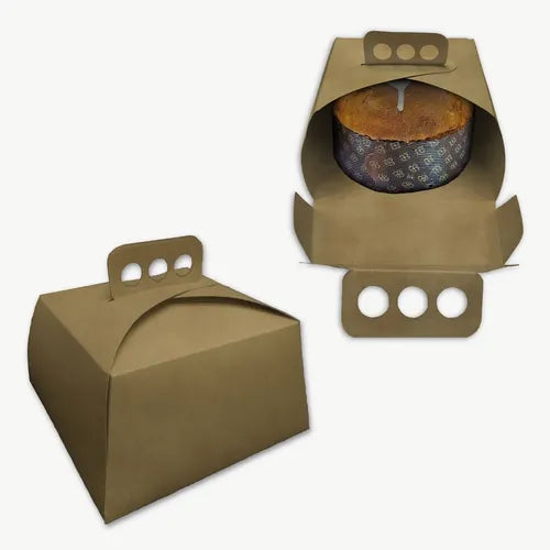 cod: 3390 (100u) CAJAS PARA PAN DULCE PANETTONE KRAFT - medida: 21x21x11