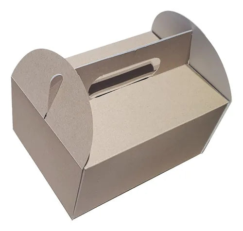 cod: 3708 (5u) CAJA MALETÍN PORTA TORTA CON MANIJA SUSTENTABLES - medida: 25x18x5