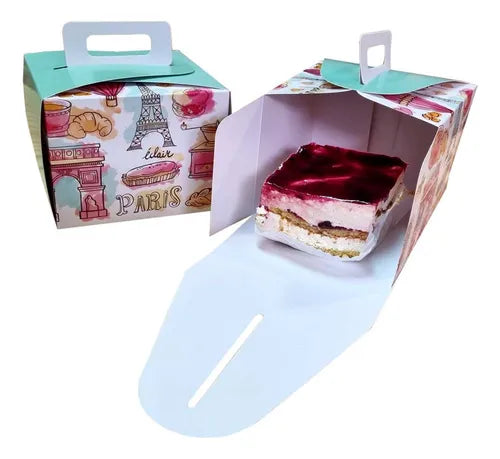 cod: 2692 (25u) CAJA MINI TORTA / PORCIÓN - IMPRESA - medida: 12x12x4.5