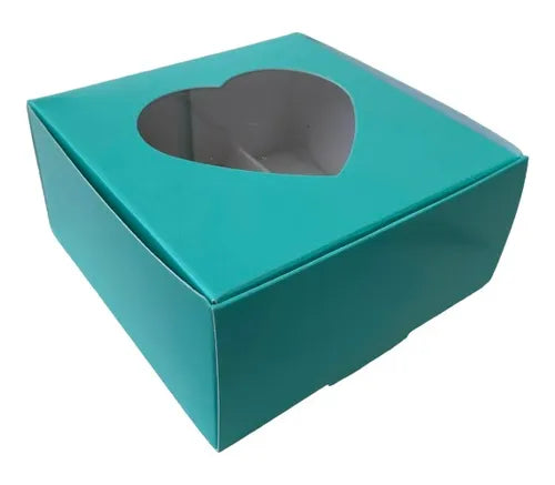 cod: 2543 (10u) CAJA VERDE AGUA  BOMBONES GALLETITAS CHOCOLATES - medida: 10x10x5