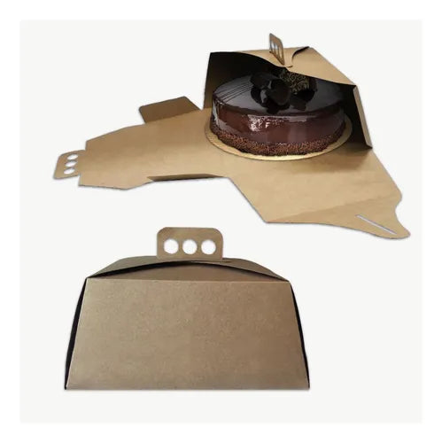 cod: 4205 (25u) CAJAS PARA TORTAS ALTAS POSTRES KRAFT    I - medida: 30x30x25
