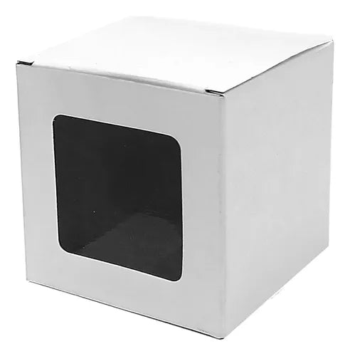 cod: 2746 (10u) CAJA TAZAS CUPCKES SOUVENIR CON VENTANA DE ACETATO BLANCO - medida: 12.5x11.3x10.5
