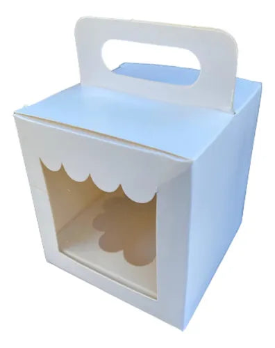cod: 2208 (10u) CAJA PORTA CUP CAKE CON SOPORTE Y VISOR - medida: 0x0x0