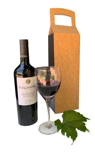 cod: 4438 (5u) CAJA PARA VINO CARTÓN 1 BOT CON MANIJA 9,5,5 CARTÓN - medida: 36.5x9x8.5