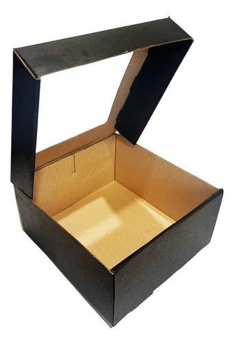 cod: 3096 (100u) CAJA TORTA BAKERY REGALO PREMIUM  NEGRA VISOR - medida: 19x19x10