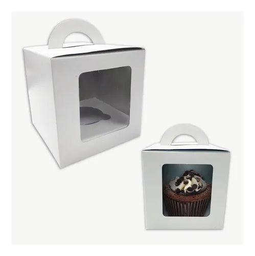 cod: 2654 (25u) CAJAS PARA CUPCAKE INDIVIDUAL  25 C/ CA VENTANA PVC - medida: 11.4x11.4x11.4
