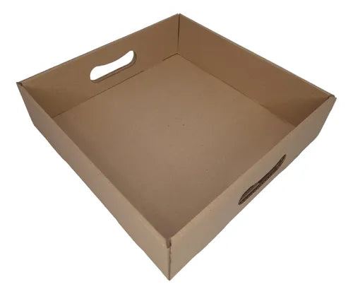cod: 103 (10u) BANDEJA 25X25X5 TORTAS KRAFT CORRUGADO AUTOARMABLE (10U) COD: 103 - medida: 25x25x5