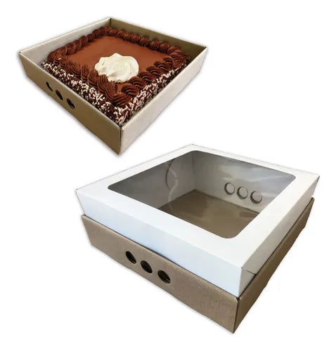 cod: 4292 (25u) CAJAS PARA TORTAS - DESAYOS GRANDE  CON VISOR - medida: 32x32x12