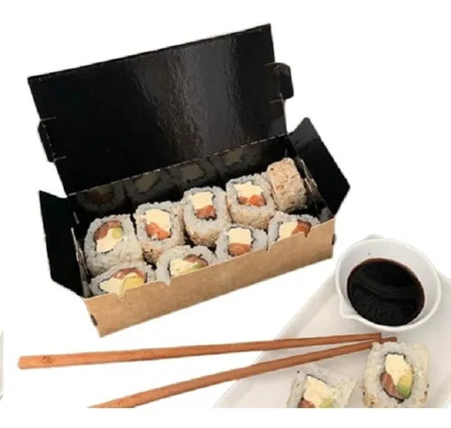 cod: 2994 (100u) CAJA PARA CATERING SUSHI ,5 RESISTENTES LAMINADAS - medida: 18x9x5