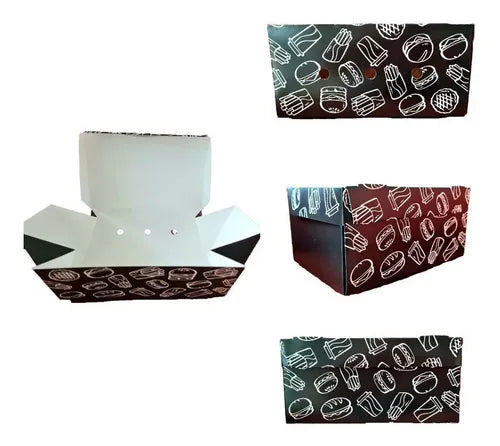 cod: 3015 (50u) CAJAS PARA HAMBURGUESAS C/PAPAS - EMPANADAS - IMPRESA - medida: 18x12x5