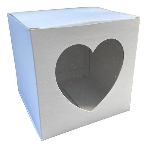 cod: 2550 (10u) CAJA CUBO CUADRADA BLANCA VENTANA VISOR CORAZON - medida: 10x10x5