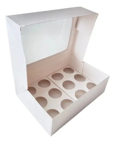 cod: 4332 (1u) CAJA CON VISOR PARA 12 CUPCAKES - medida: 33x24x10