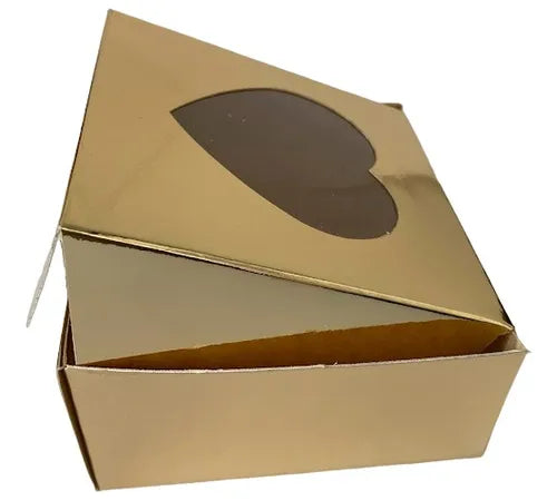 cod: 2551 (10u) CAJA DORADA CHICA  VISOR BOMBONES SOUVENIRS  I - medida: 10x10x5
