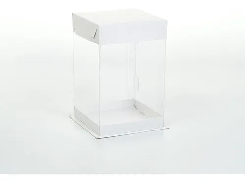 cod: 3300 (50u) CAJA B + T ALTA CRISTAL PVC 13,5 U TORTAS MINI - medida: 20.5x13x13