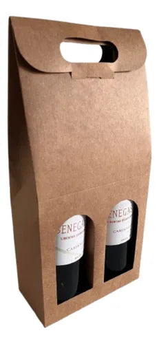 cod: 4442 (10u) CAJA ESTUCHE CON VENTANA PARA 2 BOTELLA DE VINO - - medida: 37.5x18x9