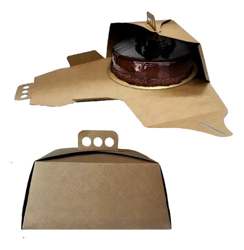 cod: 4207 (100u) CAJAS PARA TORTAS ALTAS KRAFT    POSTRES - medida: 30x30x26