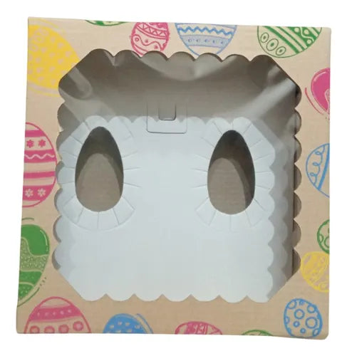 cod: 3209 (20u) CAJA CON VISOR  CARTÓN MICRO / HUEVOS DE PASCUA - medida: 20x20x10