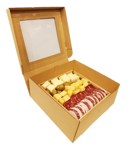 cod: 4170 (10u) CAJA PARA DESAYO O TORTA  CON VISOR ECOLÓGICA - medida: 30x30x18