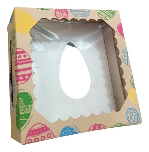 cod: 3210 (20u) CAJA C/VISOR  CARTÓN MICRO PARA HUEVO PASCUA - medida: 20x20x10