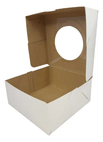 cod: 008 (10u) CAJA 10X10X4 POSTRE BLANCO CARTON VISOR AUTOARMABLE (10U) COD: 008 - medida: 10x10x3