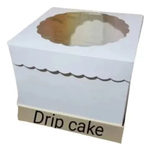 cod: 4148 (10u) CAJA CON VISOR DRIP CAKE  BLANCA - medida: 30x30x18
