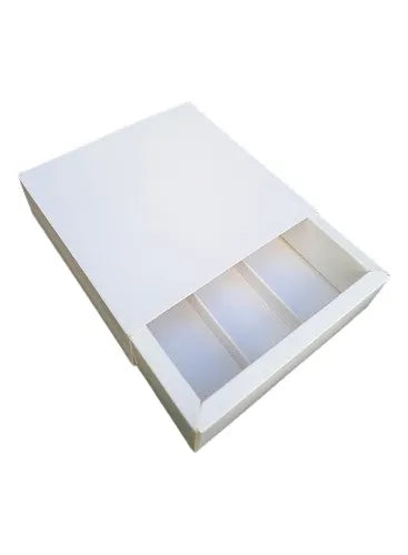 cod: 2514 (10u) CAJA ESTUCHE FOSFORERA BLANCA 9 BOMBONES DIVISION 10 - medida: 9x9x8
