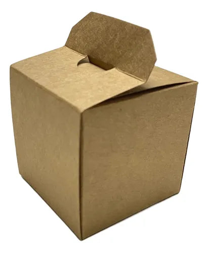 cod: 2466 (50u) CAJA CUBO SORPRESA KRAFT  U SOUVENIR MACARONS - medida: 6x6x6